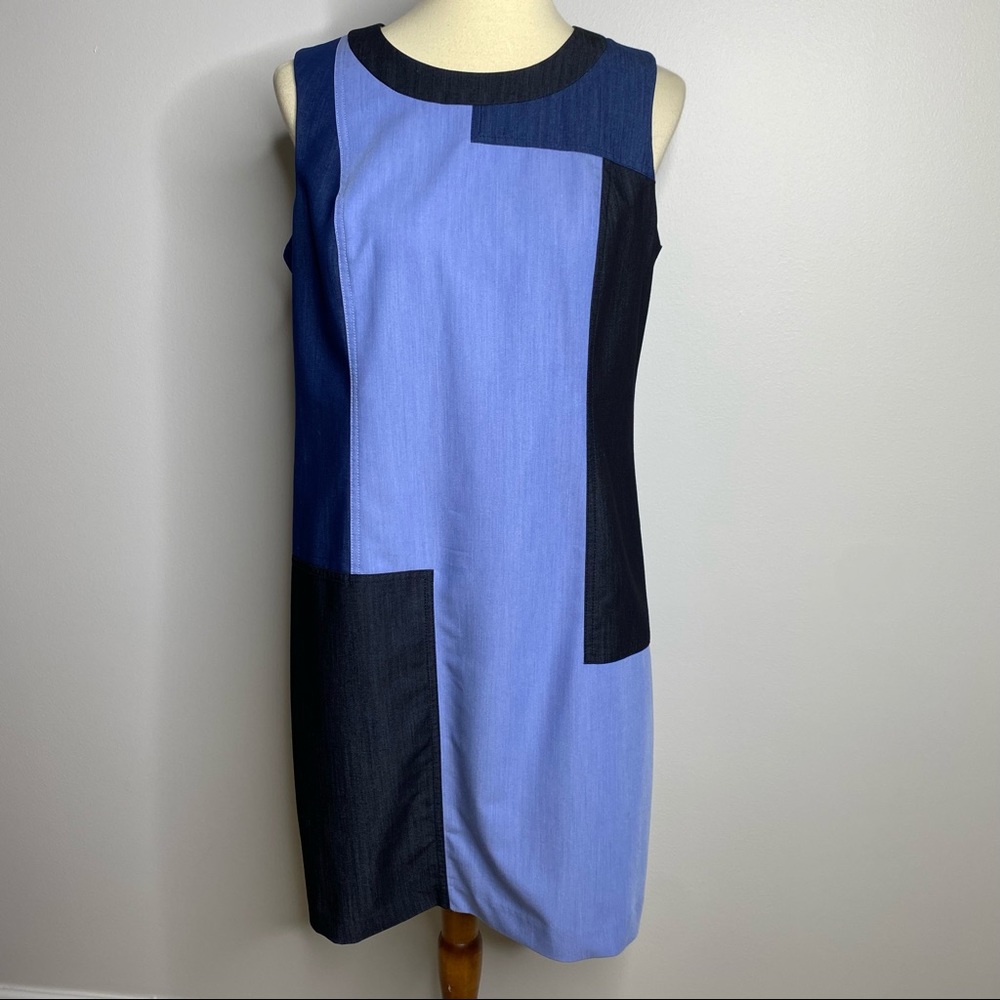 Calvin Klein blue color block shift dress size 10